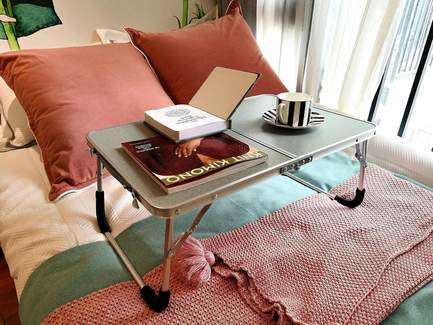 LDesign Foldable Laptop Desk,Folding Laptop Table,Foldable Laptop Stand,Aluminum Ultra Lightweight Bed Tray