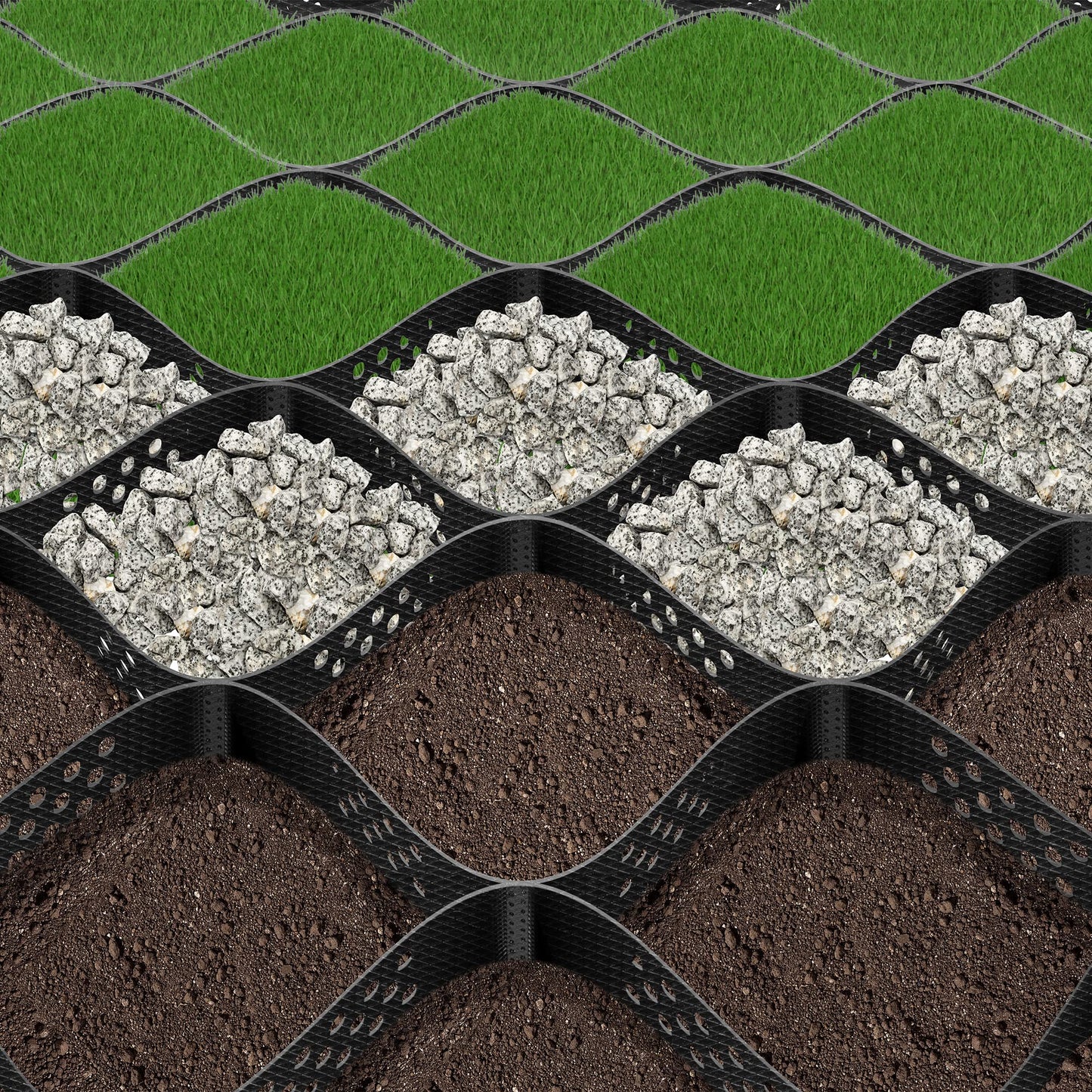 VIVOSUN 2’’ Depth Ground Grid, 9x17 ft, High-Density HDPE Geo Cell, 1885 lbs per sq ft Load, Foldable & Tensile, Easy Installation with Gloves, Perfect for Gardens, Driveways, Pathways