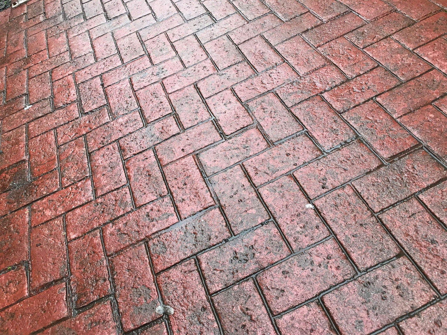 Olde Town Herringbone Brick Concrete Stamp Single by Walttools | Classic Woven Paver Pattern, Sturdy Polyurethane Texturing Mat, Decorative Realistic Detail (Yellow, Rigid)