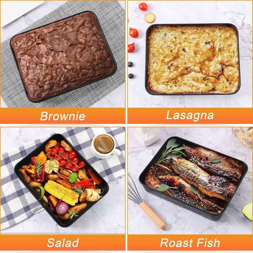Herogo Non-Stick Deep Baking Pan Set - 2 Rectangular 8 X 10.5 Inch Bakeware for Cakes, Lasagna & Brownies