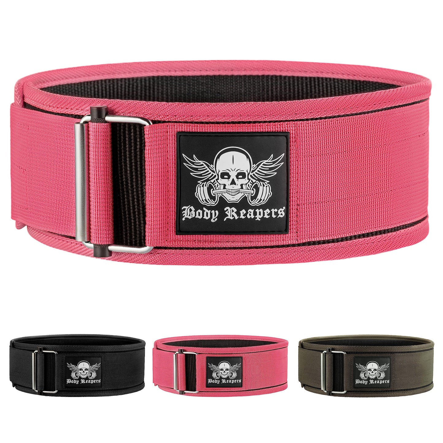 BodyReapers Nylon Auto-Locking Weight Lifting Belt, 4" Weightlifting Belt For Fitness, Weight Lifting, Olympic Lifting - Adjustable Deadlift Belt, Squat Belt - Workout Belt For Men & Women