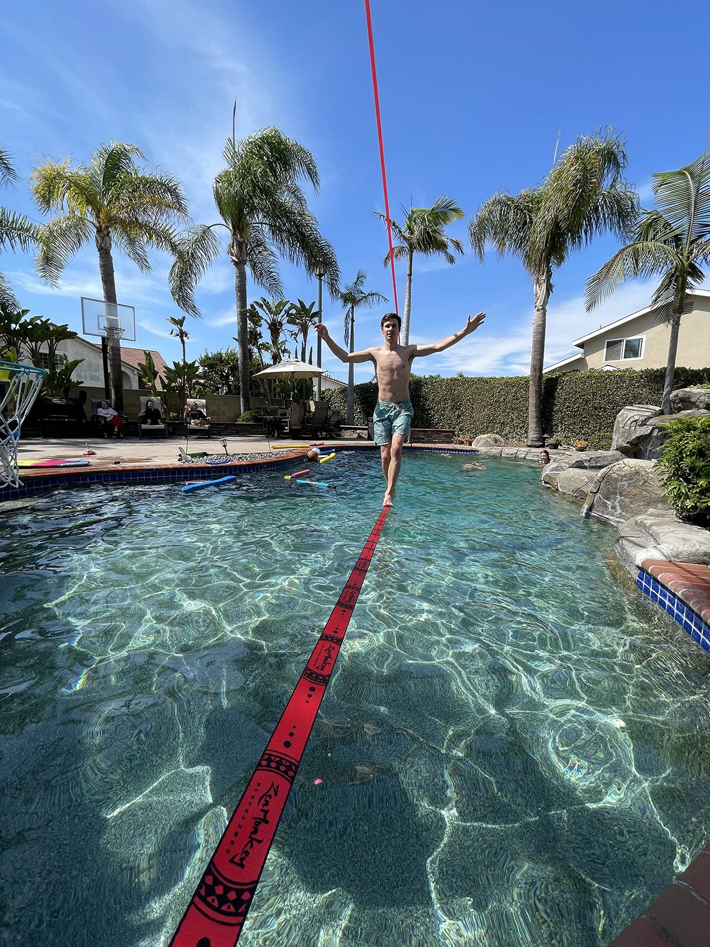 ZenMonkey Slackline Kit with Overhead Training Line, Arm Trainer, Tree Protectors, Cloth Carry Bag and Instructions, 60 Foot - Easy Setup for the Family, Kids and Adults