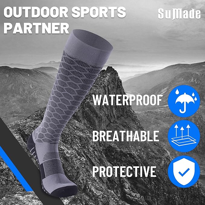 Waterproof Socks, Men Women Knee High Hiking Kayaking Socks 1 Pair