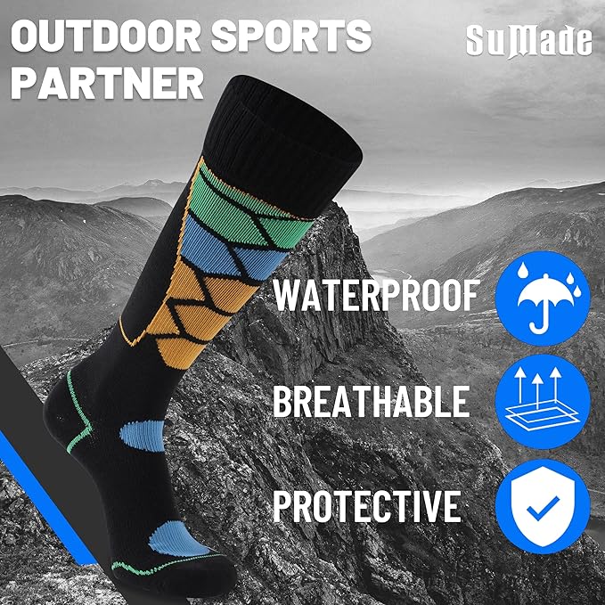 Waterproof Socks, Men Women Knee High Hiking Kayaking Socks 1 Pair