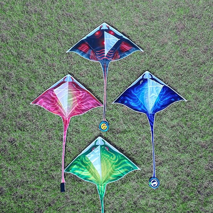 Mint's Colorful Life Devil Fish Kite for Kids and Adults，Easy to Fly Delta Kites Single Line Large, 300ft Kite String Handle Include