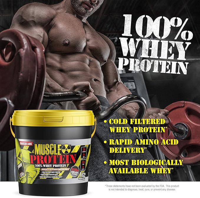 Muscle Protein Whey Powder [12 lbs/Pack of 1]??Cold Filtered, 25g Pure Protein, 6.6g BCAAs (Packaging May Vary) (12LB, Peanut Butter Chocolate)