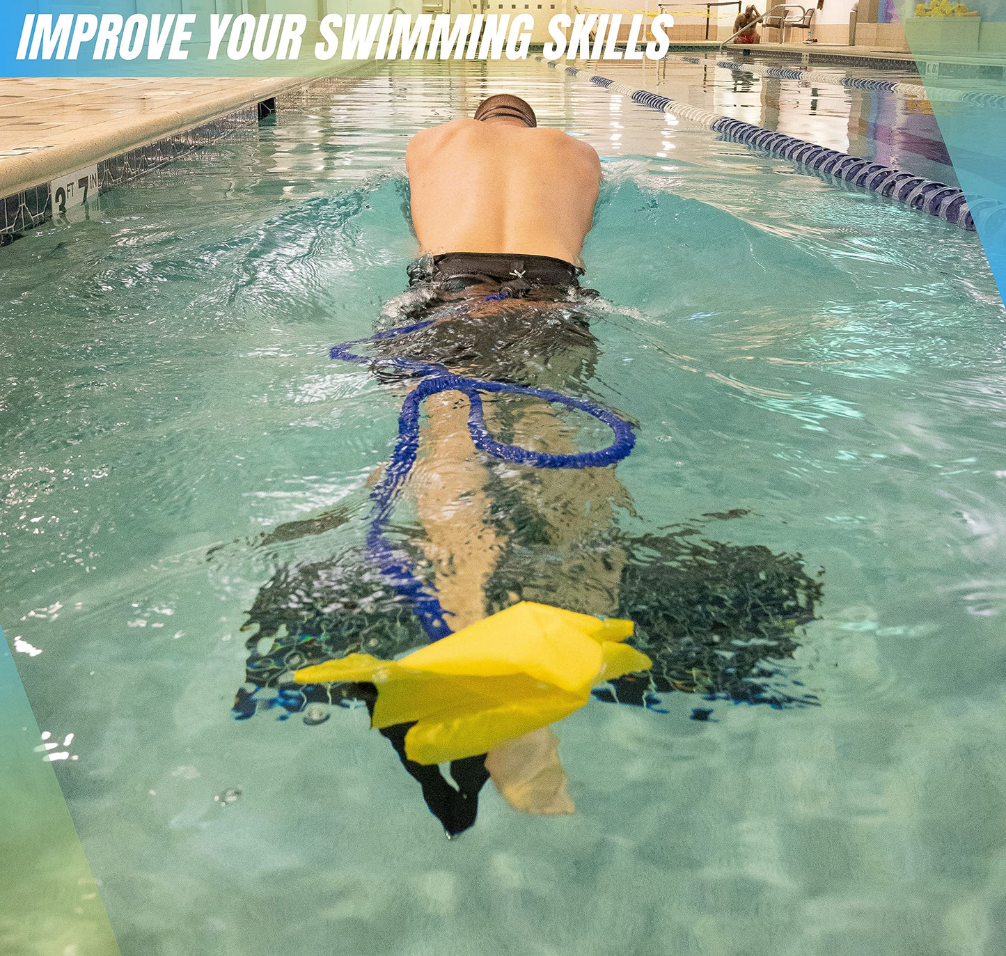 3 Ways to Use Swim Tether Stationary Swimming Training Belt,Swim Equipment Kit,Swim Belt for Adults,Swimming Resistance Belt,Ankle Bands,Parachute,Swim Trainer,Bungee Cords, Static Harness