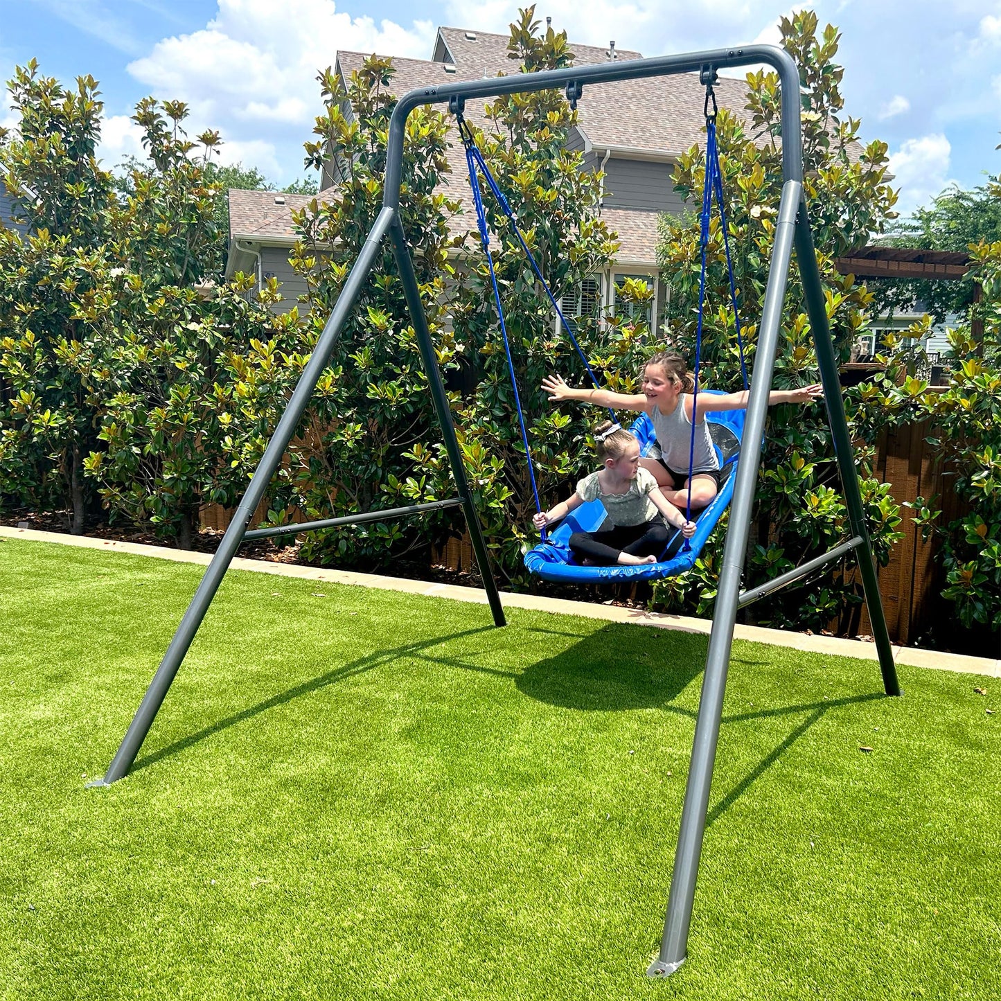 gobaplay Single Swing Set Frame, TitanFlex 6.7ft x 8.4ft Modular Metal Swingset - Outdoor & Backyard Playground Equipment for Kids (Frame Only)