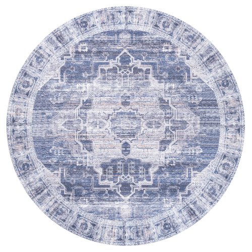 JONATHAN Y Machine Washable Navy/Cream Round Area Rug 5 ft, Medallion for Living Room, Bedroom, Kitchen, Office, Easy-Cleaning, High Traffic, Pet-Friendly, Non-Shedding (WSH100A-5R)
