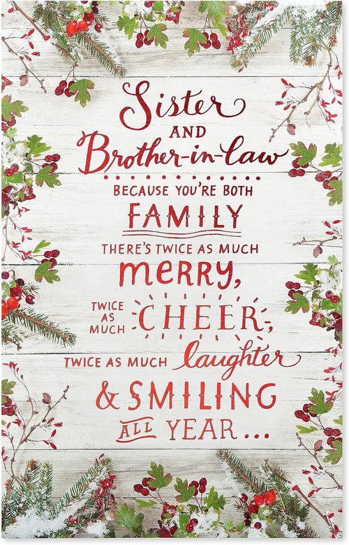 American Greetings Christmas Card - Festive Holiday Greeting for Sister & Brother-in-Law | Twice As Much
