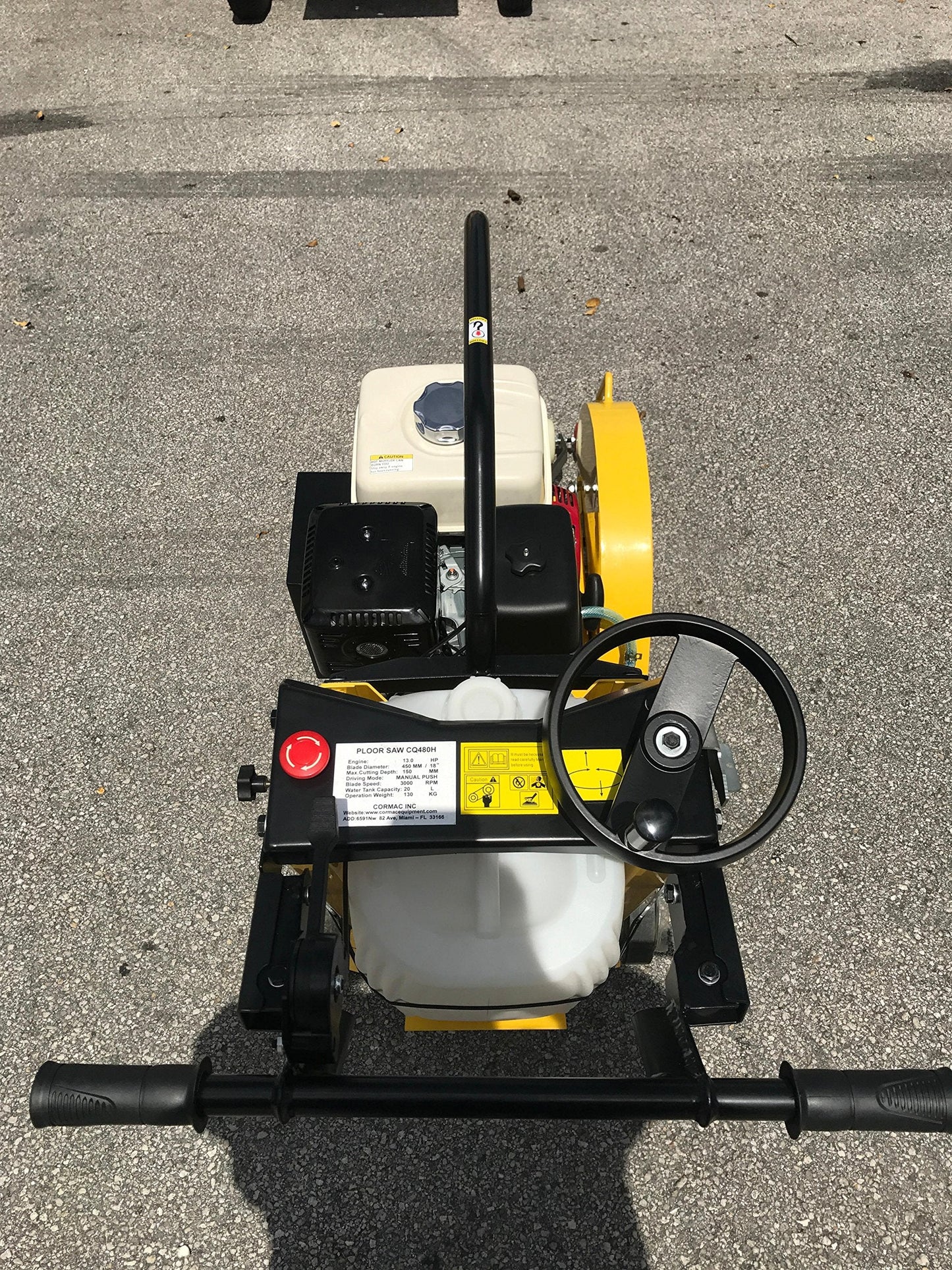 CORMAC CQ480H walk behind concrete floor saw max 20" blade gasoline engine GX390 and water tank INCLUDES 1 x 20" concrete blade