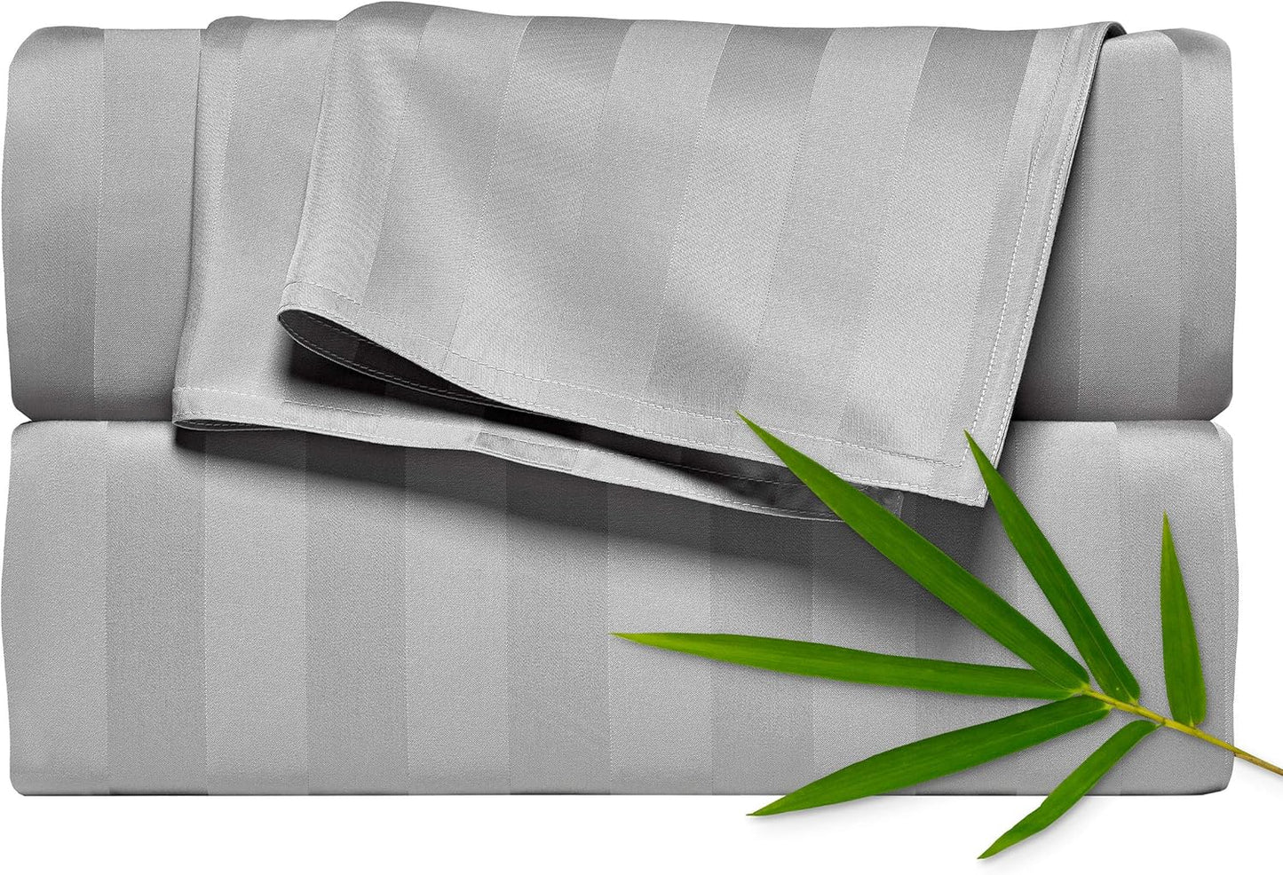 Pure Bamboo Full Sheets - Luxuriously Soft & Cooling 100% Organic Viscose Bed Sheet Set | Jacquard Silver, 2-Year Quality Promise