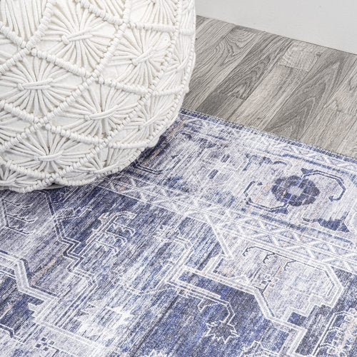 JONATHAN Y Machine Washable Navy/Cream Round Area Rug 5 ft, Medallion for Living Room, Bedroom, Kitchen, Office, Easy-Cleaning, High Traffic, Pet-Friendly, Non-Shedding (WSH100A-5R)