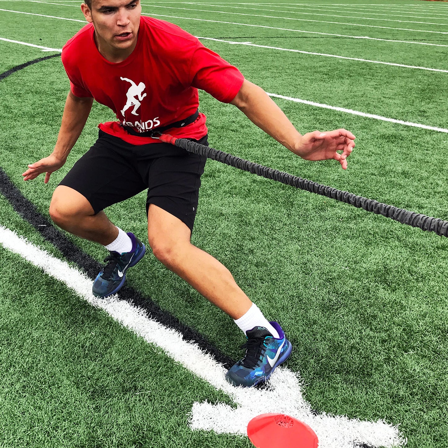 Kbands Training Speed Reactive Stretch Cord - Adjustable Belt, Anchor Strap, Dual Resistance Cord, Overspeed Accelerator, Vertical FX (Waist is 40 Inches or More)