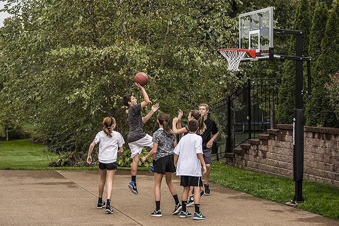 Silverback In-Ground Basketball Hoops, Adjustable Height Tempered Glass Backboard and Pro-Style Flex Rim. - Multiple Styles Available
