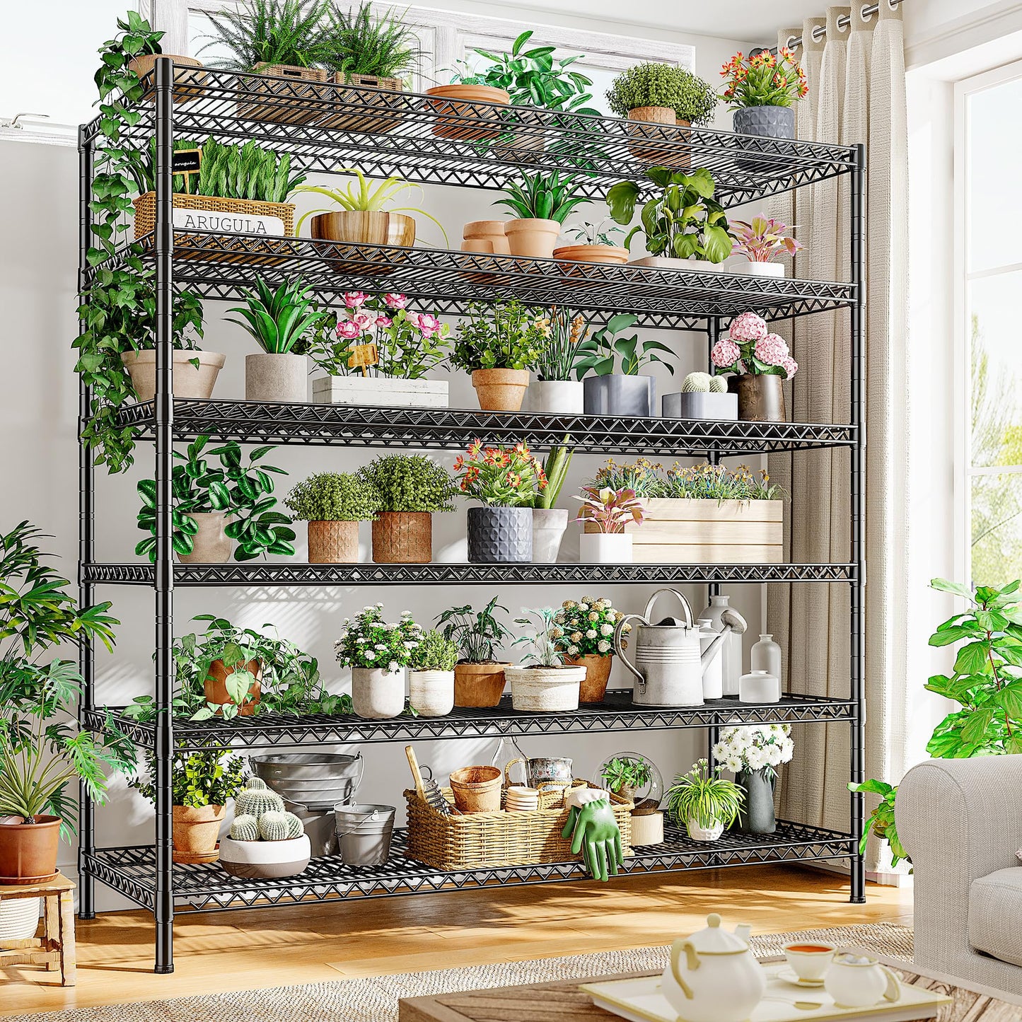 REIBII 83" H Storage Shelves 3840LBS Metal Shelving Unit 6 Tier Wire Shelving Commercial Adjustable Garage Shelving Heavy Duty for Storage Rack for Pantry, Garage, Kitchen, 83" H x 55.5" W x 18" D