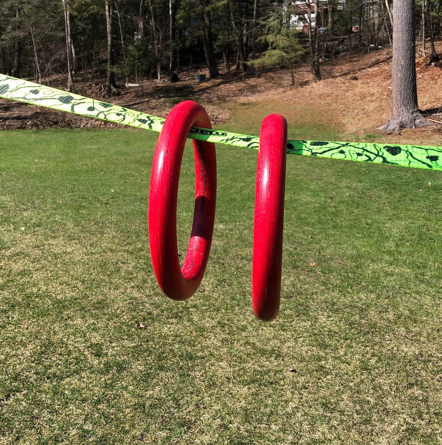 AP Plus Ninja Warrior Rings - Set of 2 Large Red, Traverse Gymnastics Climbing, with use on Obstacle Courses and Slack Lines, Outdoor Playground Equipment Accessories, Training