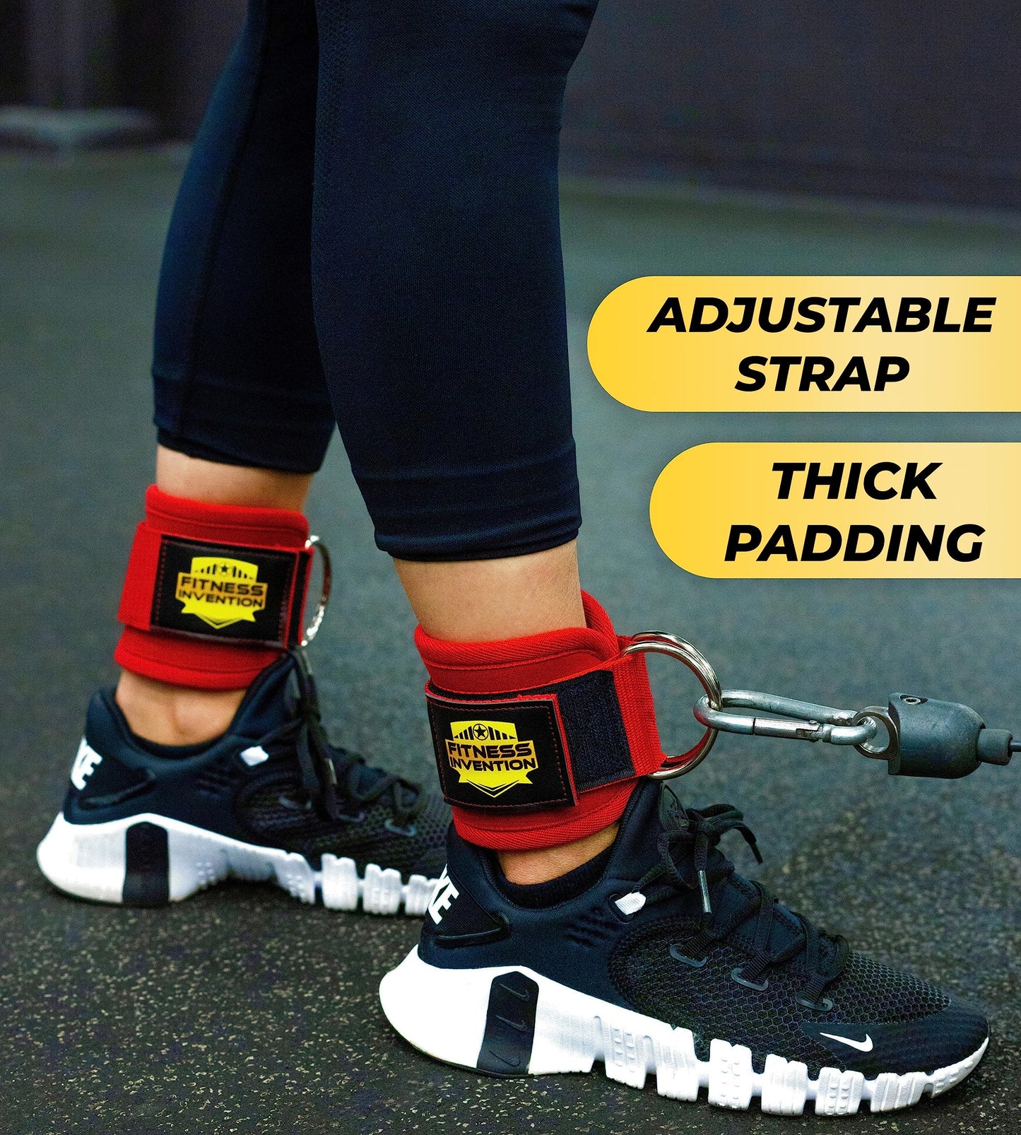 Fitness Invention Ankle Straps for Cable Machines (Pair) – Adjustable Padded Ankle Cuffs for Glute & Leg Workouts – Kickbacks, Leg Extensions, Hip Abductors & Lower Body Exercises