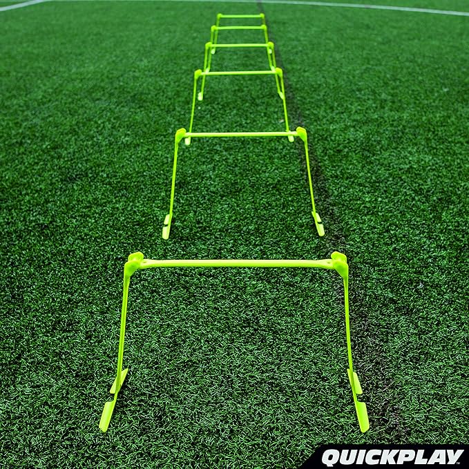 QUICKPLAY PRO Quick-Click Adjustable Speed Hurdles, Set of 6 | 3 Heights in One (6", 9", 12") | All-in-One Agility & Plyometric Training Hurdles | Patented, Portable & Durable