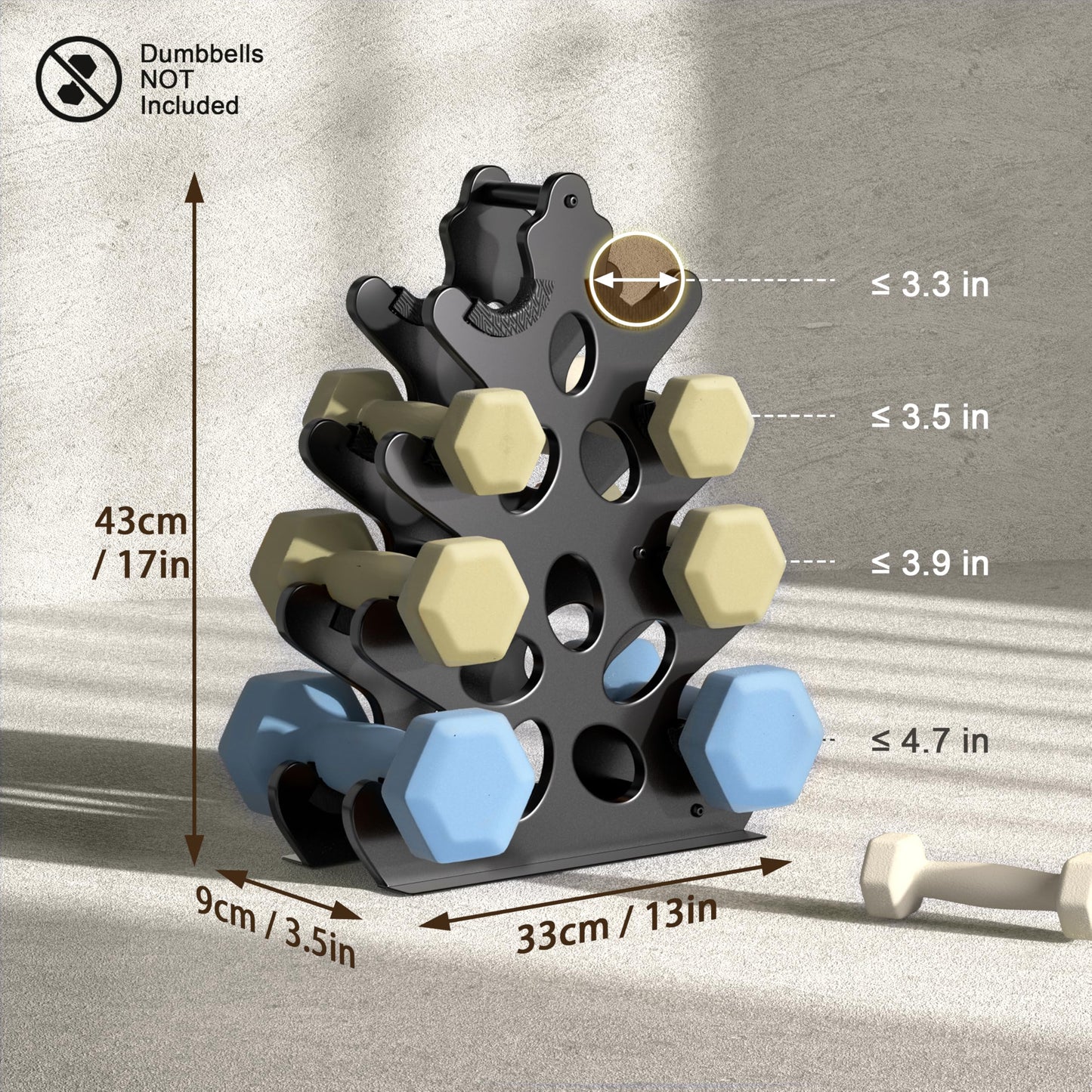 4-Tier Dumbbell Rack Stand Only Weight Holder Home Gym Storage Weight Tree (No Dumbbells)