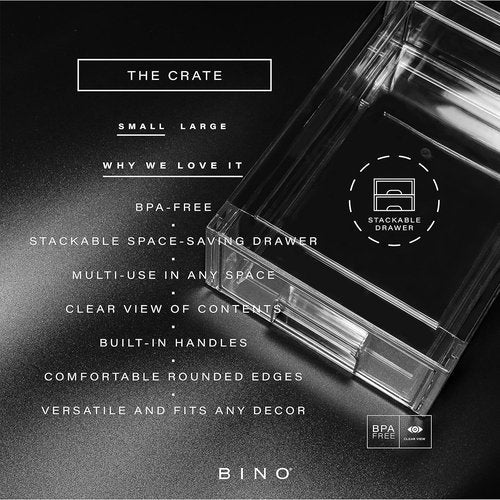 BINO Stackable Storage Drawers - Clear Small Bins for Bathroom & Vanity Organization