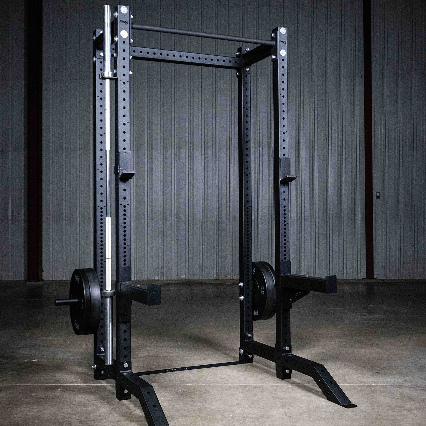 PRx Performance Squat Rack Mounted Olympic Barbell Storage Hanging USA Made Steel Single Bar Holder for 3x3 Uprights with 5/8" Holes, Vertical Squat Rack Attachment