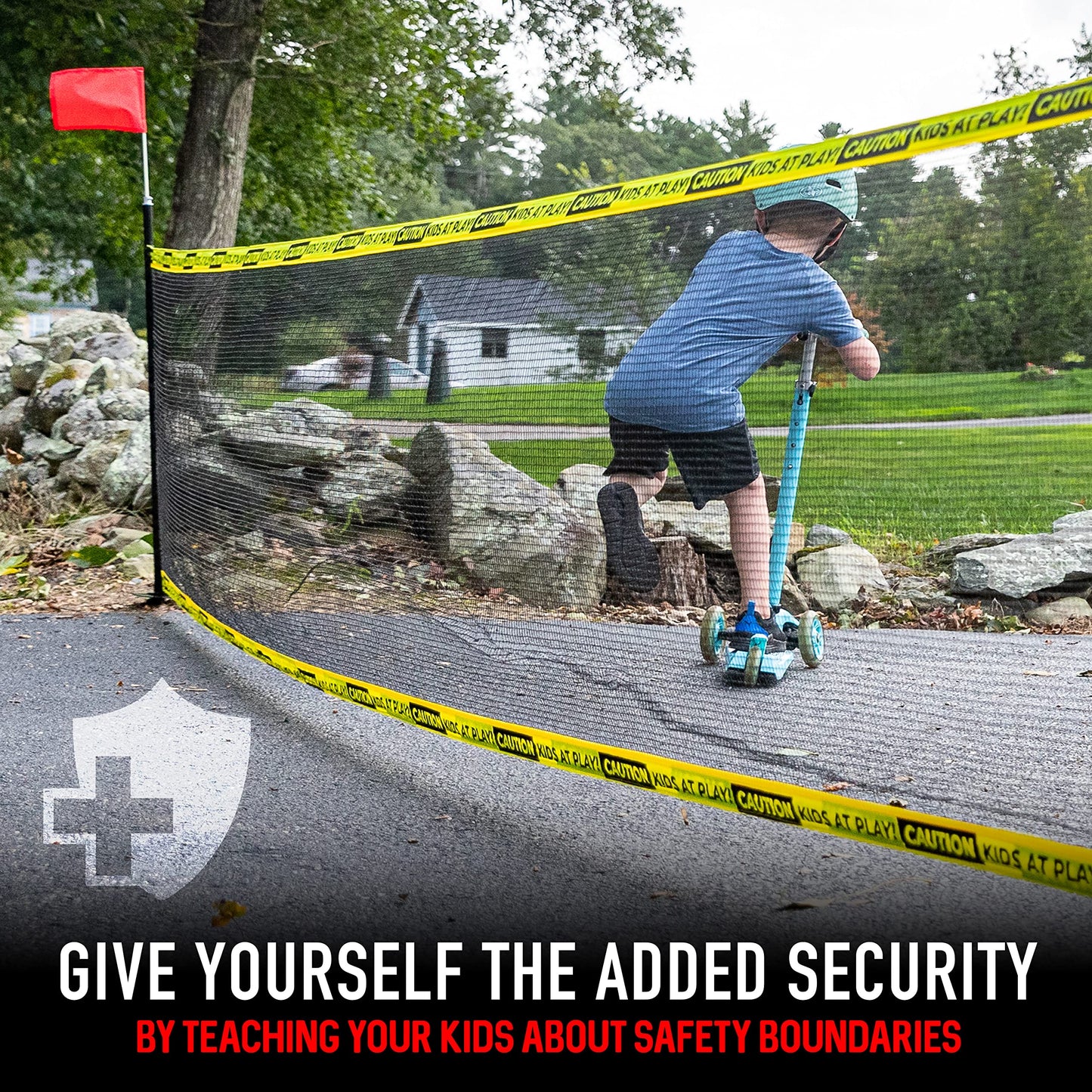 Franklin Sports Retractable Driveway Barrier– Visual Safety Barrier – Adjustable up to 20 feet– Easy Setup
