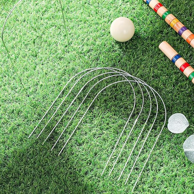 Deekin Set of 9 Croquet Wickets Replacement for Croquet Metal Hoops with Galvanized and Plastic Coating for Family Lawn Backyard Outdoor Game(Arch)