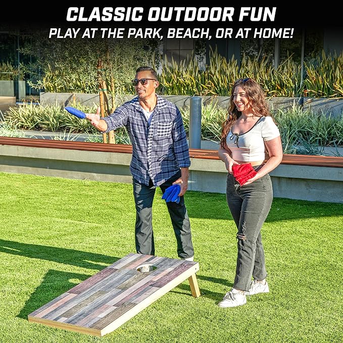 GoSports 4 x 2 ft Regulation Size Wood Cornhole Boards - 10 Vintage Wood Designs (Choose Your Style)