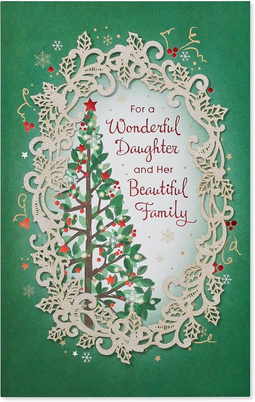 American Greetings Christmas Card - Sentimental Holiday Message for Daughter & Family | Artistic Die-Cut Design