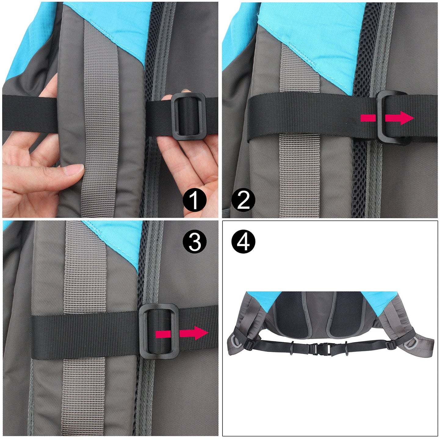 Wisdompro Backpack Chest Strap, Heavy Duty Adjustable Backpack Sternum Strap Chest Belt with Quick Release Buckle for Hiking and Jogging - with Slide Locks (Black)