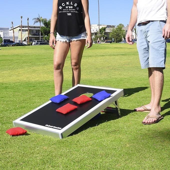 GoSports Tailgate Size 3 x 2 ft Cornhole Sets - Choose LED or Standard - Portable Set Includes 8 Bean Bags & Game Rules