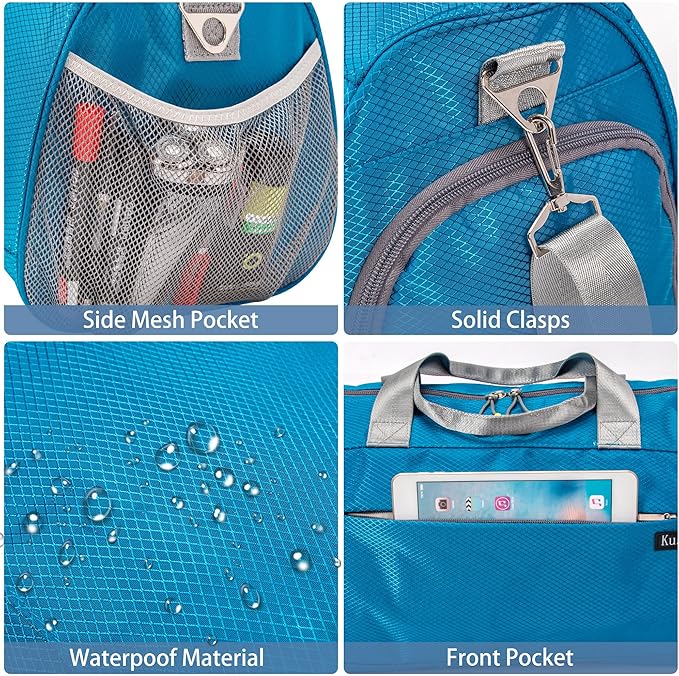 Kuston Sports Gym Bag with Shoes Compartment, Trolley Sleeve and Wet Pocket Gym Duffel Bag Overnight Bag-Upgraded