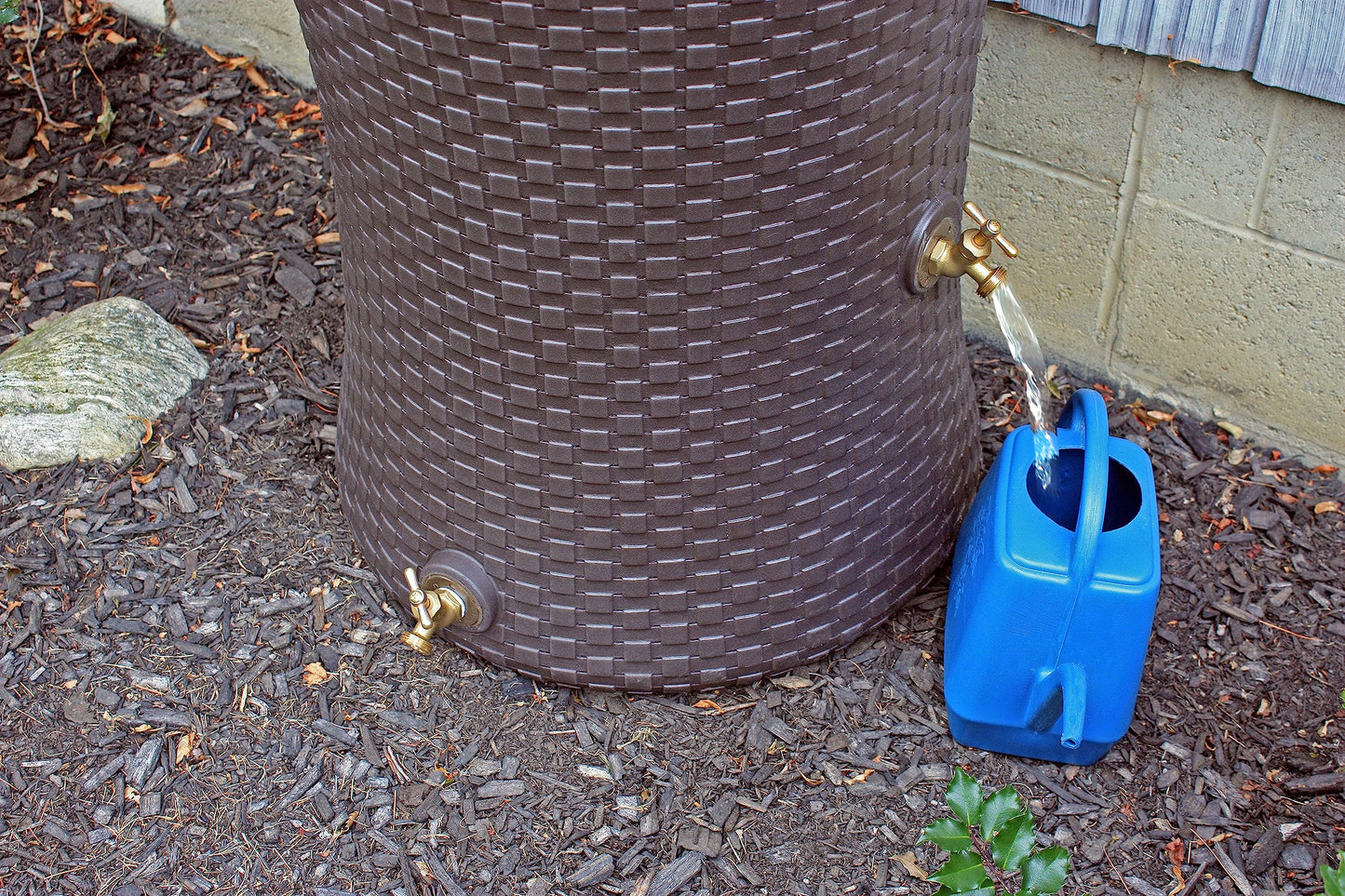 Good Ideas Impressions 50 Gallon Nantucket Outdoor Home Rain Barrel Water Storage Collector with Garden Planter and Brass Spigot, Dark Brown