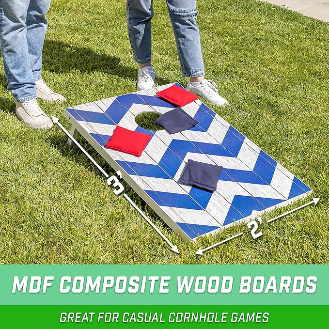 GoSports Portable Cornhole Sets, 8 Styles – Choose 4 x 2 ft or 3 x 2 ft - Boards Include 8 Bean Bags, Travel Case, and Game Rules