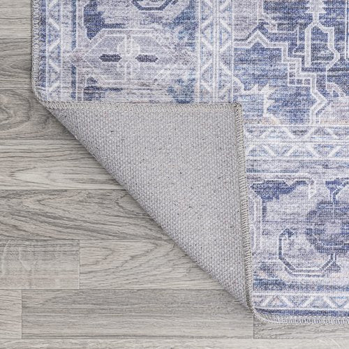 JONATHAN Y Machine Washable Navy/Cream Round Area Rug 5 ft, Medallion for Living Room, Bedroom, Kitchen, Office, Easy-Cleaning, High Traffic, Pet-Friendly, Non-Shedding (WSH100A-5R)