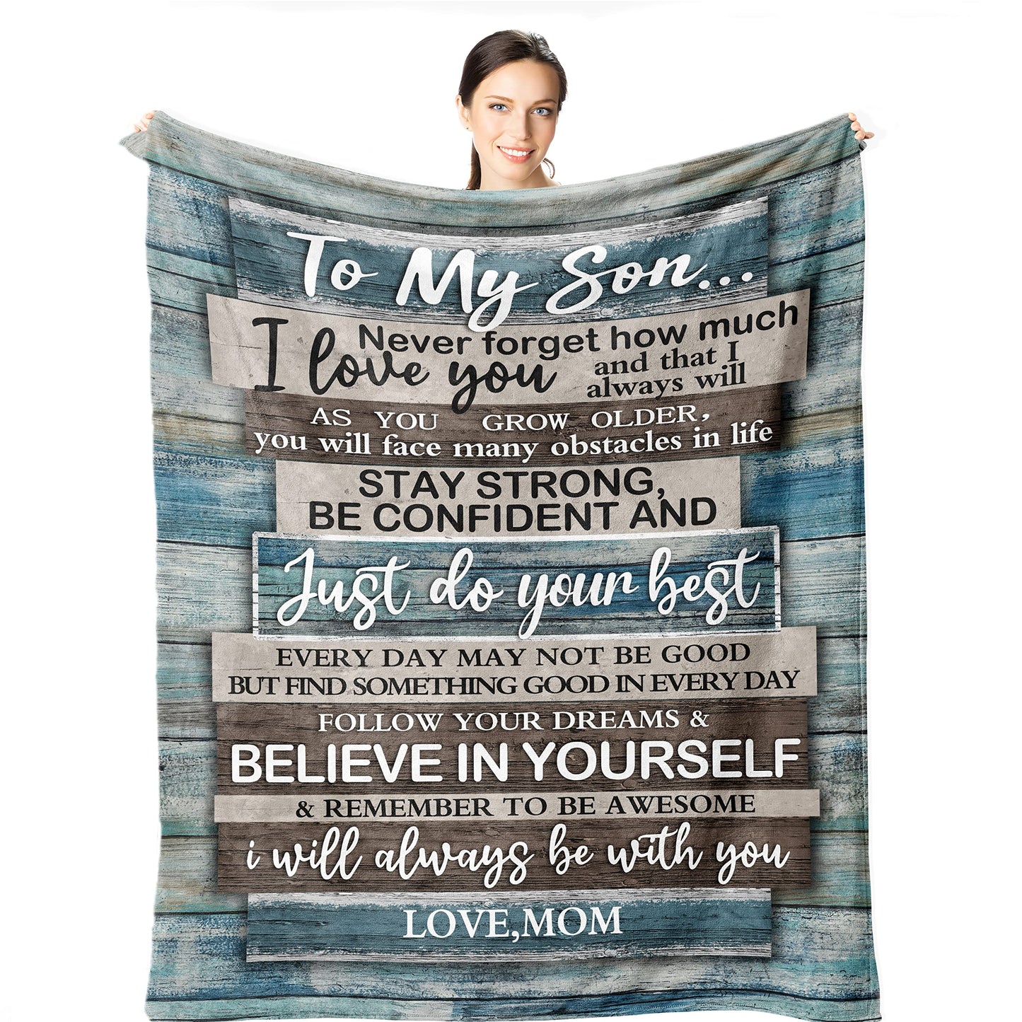 Wisegem Son Gifts from Mom - to My Son Blanket 60"x50" - Birthday Gifts for Boys from Mother - Sons Graduation Fathers Day Birthday Gift Ideas