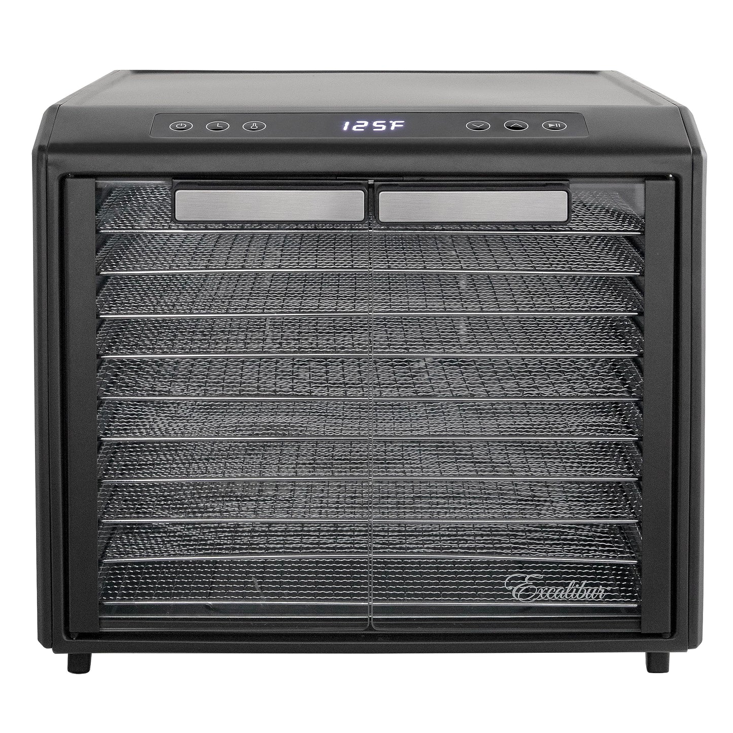 Excalibur Food Dehydrator 10-Tray Select Series for Jerky, Fruit, Vegetables, Herbs, Pet Treats, Stainless Steel with Glass Doors and 60 hour digital timer, 10-Tray, Black