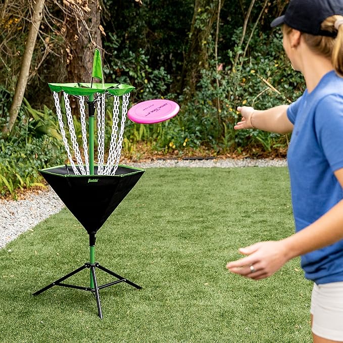Franklin Sports Disc Golf Baskets - Portable Disc Golf Target with Chains Included - Disc Golf Basket Stand Equipment for Hole + Course Creation