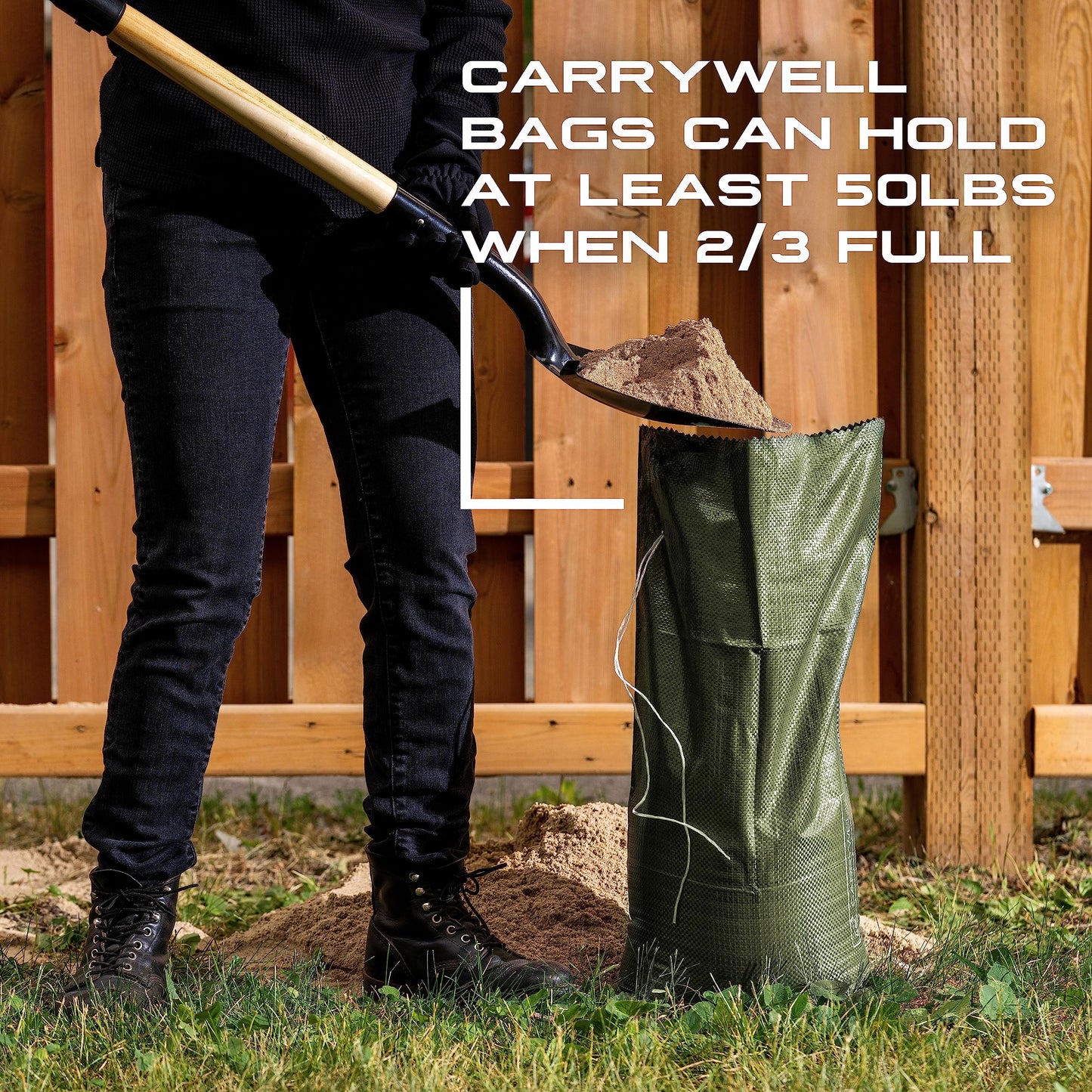 (Not Made in China) 100 Pack, Heavy Duty Sand Bags for Flooding, Empty W/Tie Strings, UV Protection for 1600 Hours, Flood Water Barrier Sandbags,14in x 26in, Sandbag for Weight, 50lb Capacity