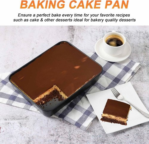 Herogo Non-Stick Deep Baking Pan Set - 2 Rectangular 8 X 10.5 Inch Bakeware for Cakes, Lasagna & Brownies