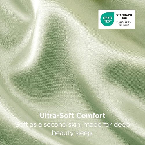 Bedsure King Size Satin Pillowcase Set - Silky Laurel Green Pillow Cases for Hair & Skin, 20x36 Inches, 2pcs