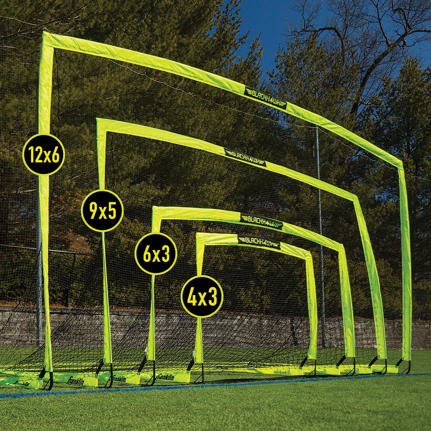 Franklin Sports Blackhawk Portable Soccer Goal, Optic Yellow, 12' x 6'