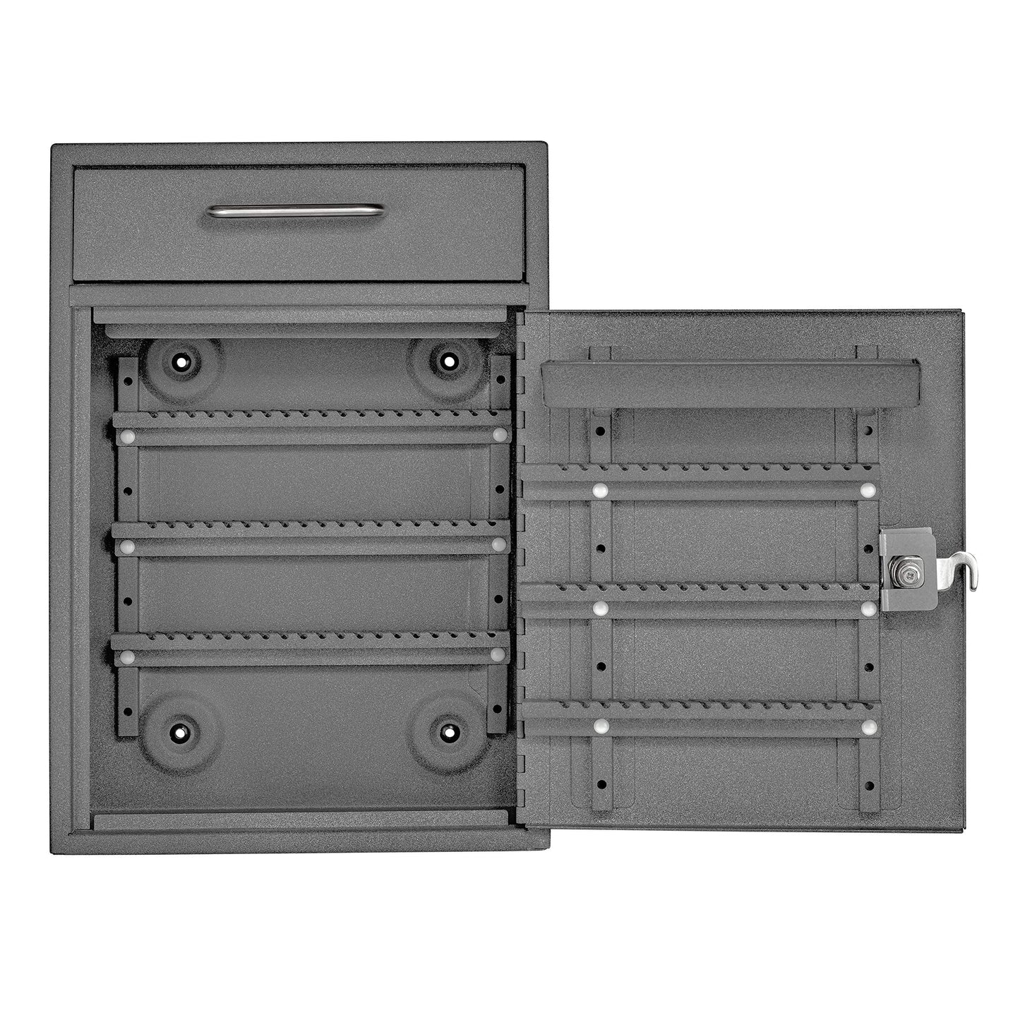 Mail Boss 8152 - Key Boss - Heavy Duty Commercial Grade Steel High Security Adjustable Key Cabinet - 105 Position Key Organizer Drop Box Locking Safe, with Combination Lock, Granite