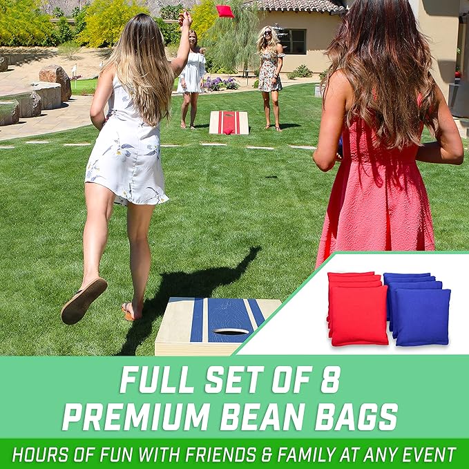 GoSports Portable Cornhole Sets, 8 Styles – Choose 4 x 2 ft or 3 x 2 ft - Boards Include 8 Bean Bags, Travel Case, and Game Rules