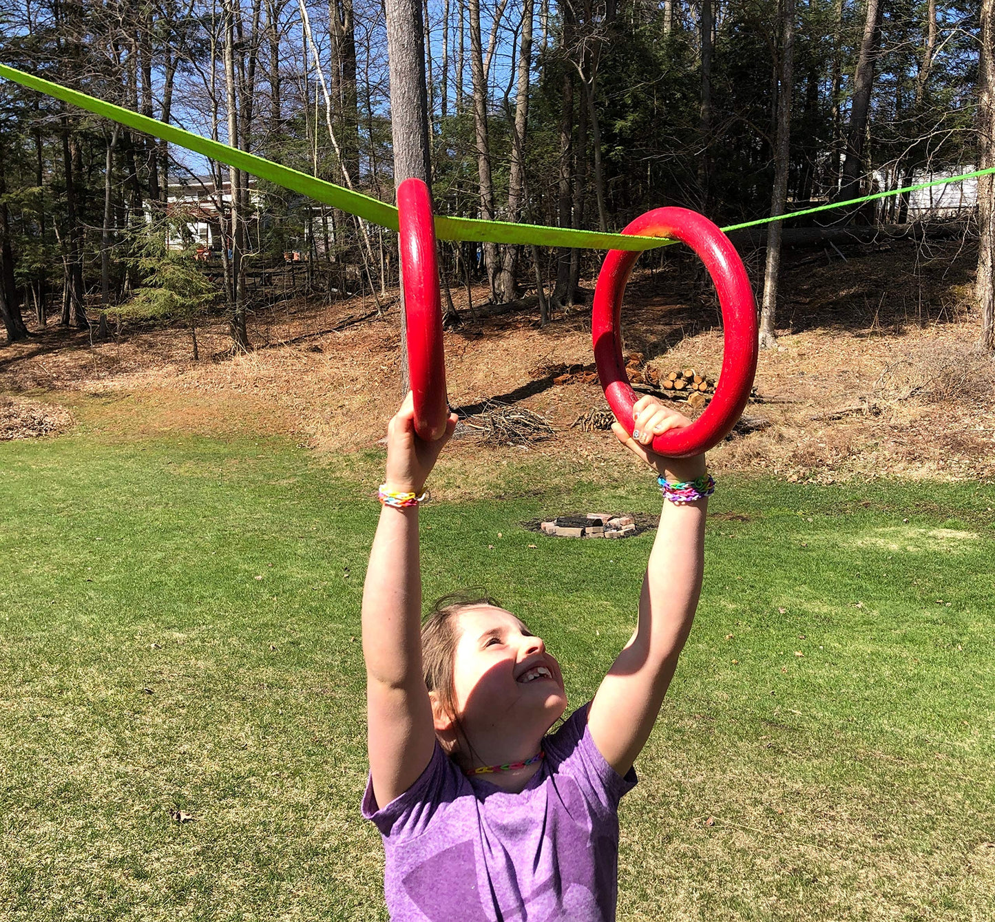 AP Plus Ninja Warrior Rings - Set of 2 Large Red, Traverse Gymnastics Climbing, with use on Obstacle Courses and Slack Lines, Outdoor Playground Equipment Accessories, Training