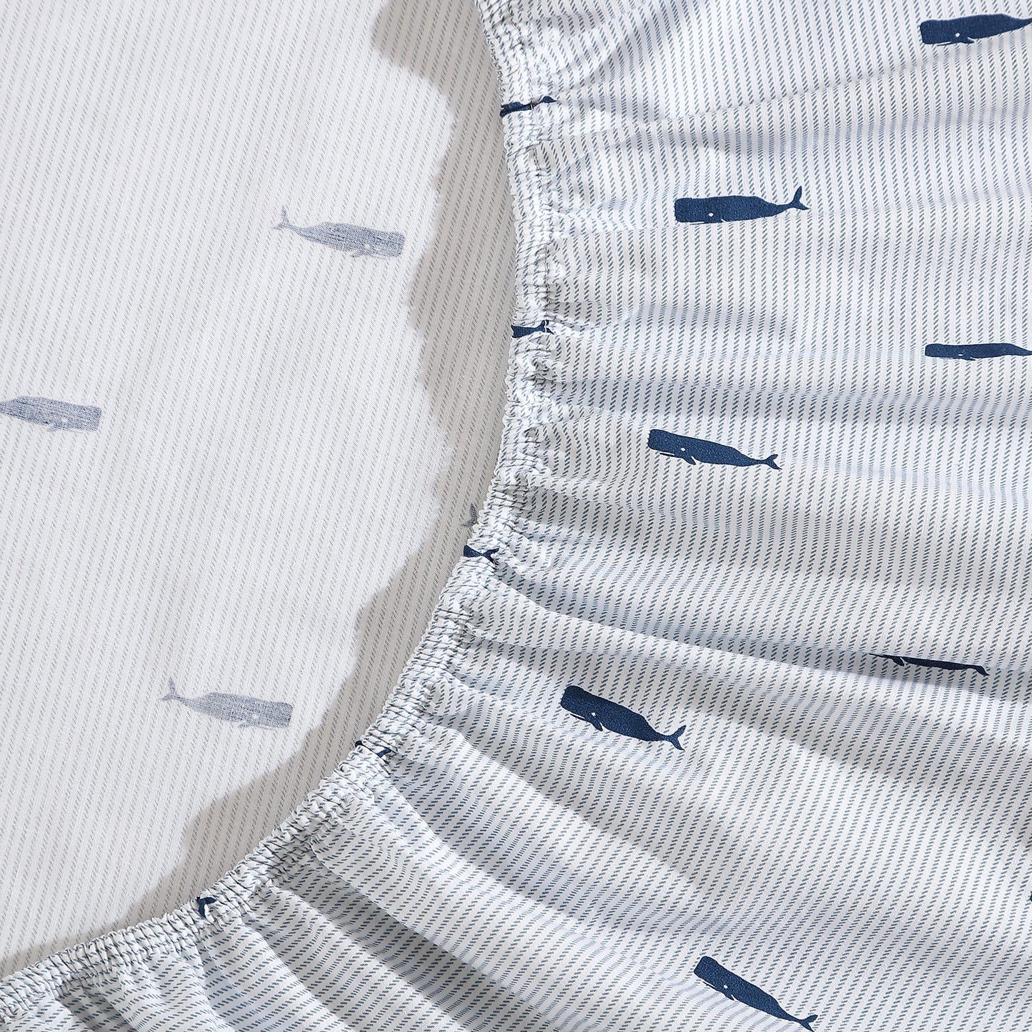 Nautica - Twin XL Size Sheet Set, Crisp Cotton Percale Bedding with Matching Pillowcase, Fully Elastic Fitted Sheet, Deep Pocket, Nautical Room Decor, Breathable All-Season Comfort (Whale Stripe Blue)