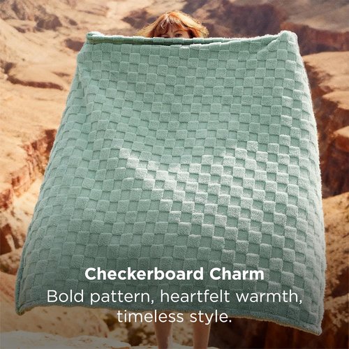 Bedsure GentleSoft Throw Blanket - Cozy Sage Green Checkered Fleece for Couch | 50x60 Inches, Perfect Gift for Moms and Girls