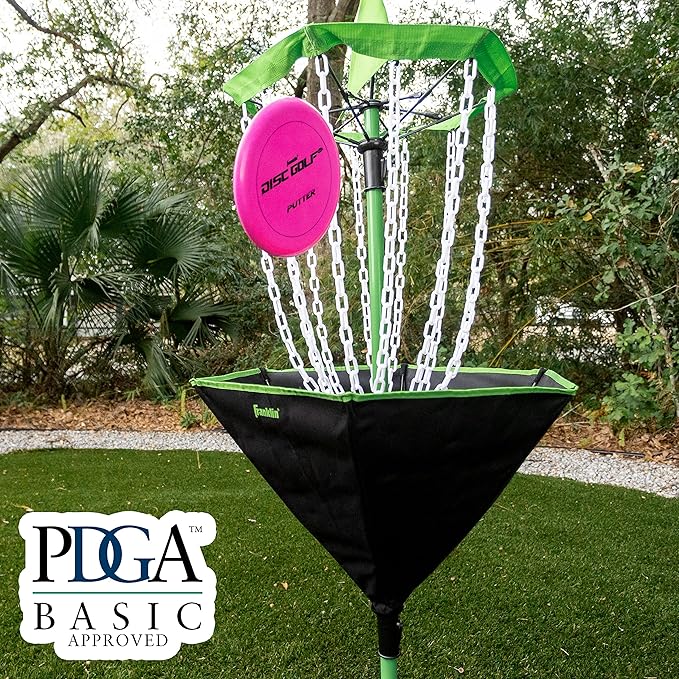 Franklin Sports Disc Golf Baskets - Portable Disc Golf Target with Chains Included - Disc Golf Basket Stand Equipment for Hole + Course Creation