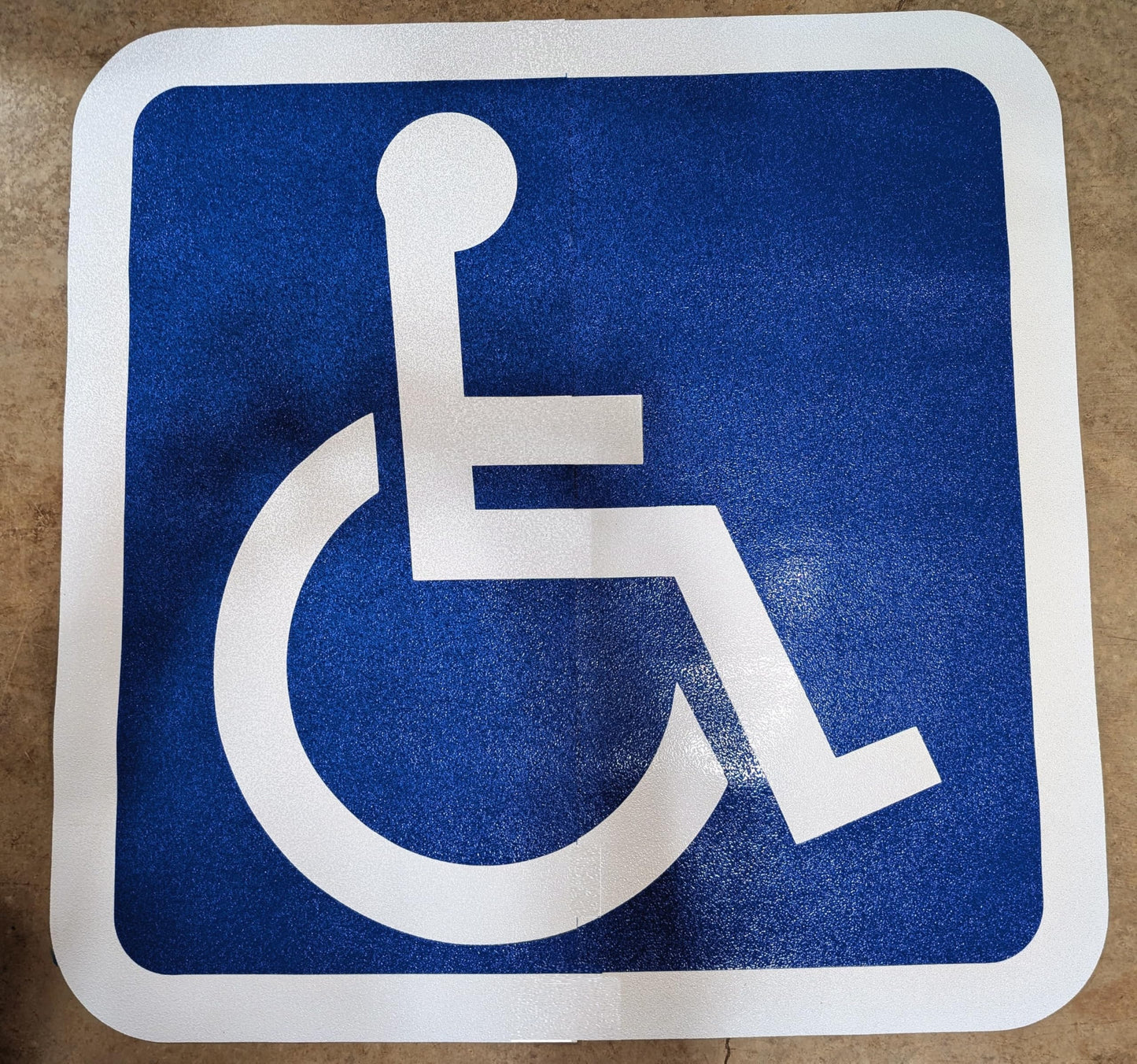Handicap Parking Sign- Heat Applied Preformed Reflective Pavement Marking Sign for ADA Compliant Parking Lots, DuraMark, Blue and White, 48" x 48"